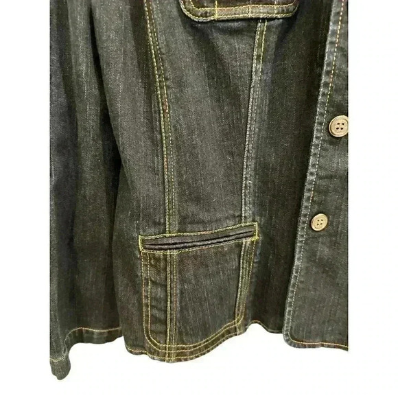 Chicos Platinum Jean Jacket Size 2, Pre-Owned - Picture 3 of 6